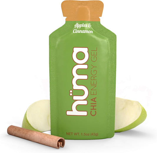 Huma Chia Energy Gel, Apples & Cinnamon, 12 Gels - Premier Sports Nutrition for Endurance Exercise